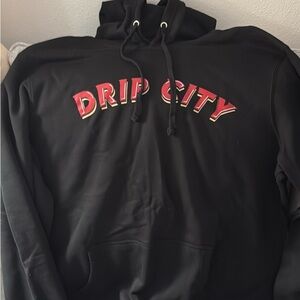 Black Hoodie with Red 'Drip City' Design